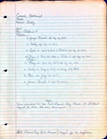 CORNELL, Nathaniel (n.d.) Sally